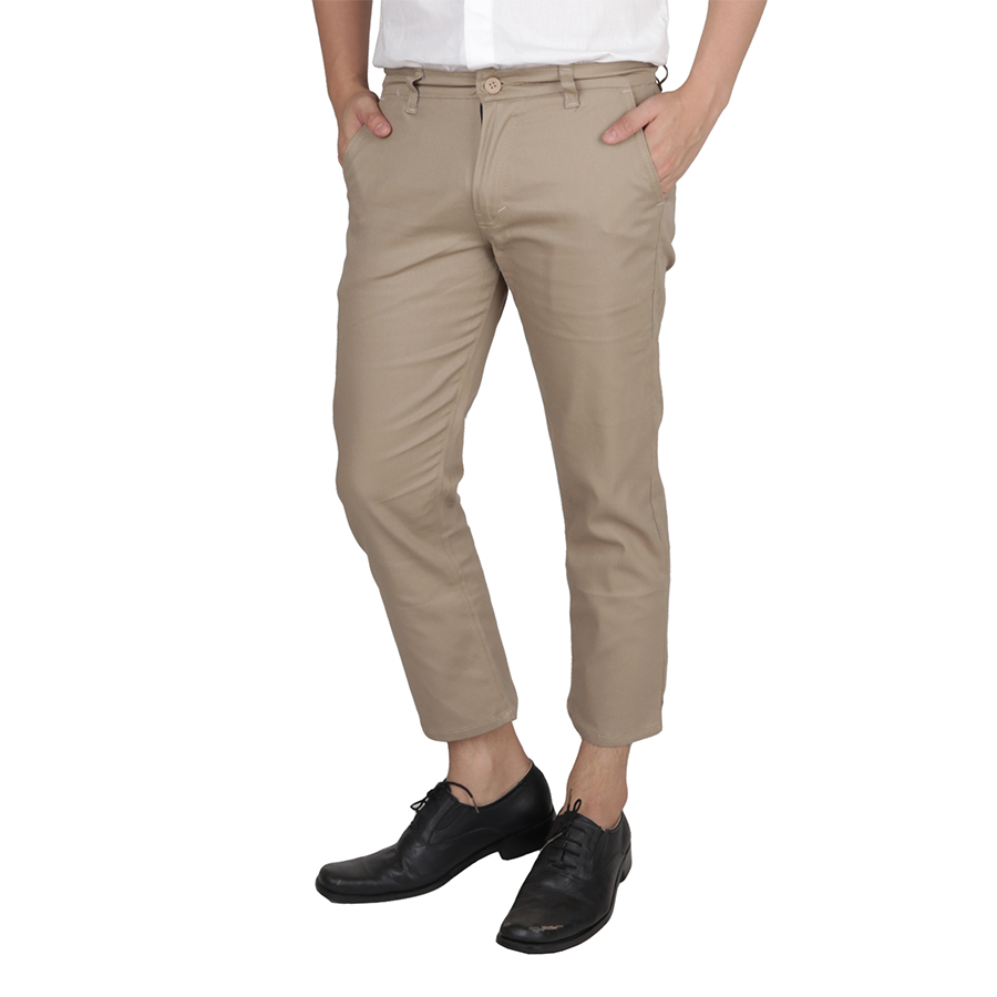 Celana Panjang Pria Slimfit Cropped Chino Pants Coklat 