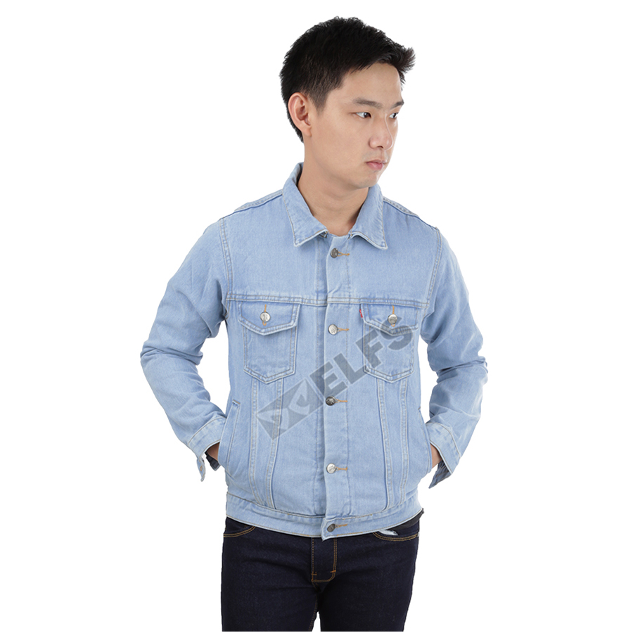 Jaket Jeans Denim Pria Kemeja Sreetwear 215D2 Biru Muda 