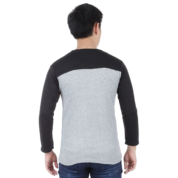 Kaos Pria Lengan Panjang Terry Half Abu Muda 6O Hitam | LENGAN PANJANG POLOS | TOKO