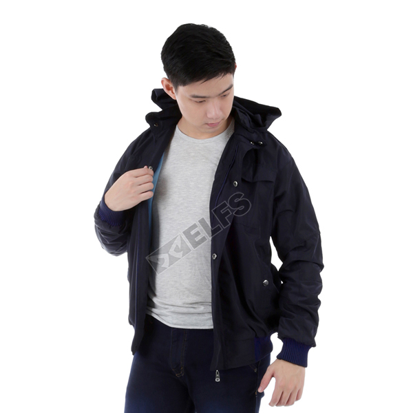 Jaket Parasut Water Resistant Semi Parka Polos Biru Dongker | JAKET PARKA | TOKO BAJU PRIA