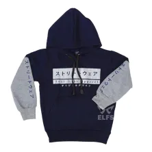 HOODIE ANAK Jaket Jumper Anak Gambar Sablon Jepang Fleece Biru Dongker