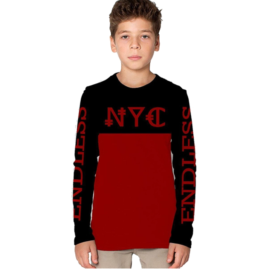 KAOS ANAK & BALITA Kaos Pendek Anak Laki laki Lengan Panjang Half NYC Merah Cabe 1 akj_half_nyc_mc_0