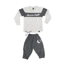 SETELAN ANAK & BALITA Setelan Baju Celana Panjang Anak Laki Laki Sablon Gambar Moonlight Putih