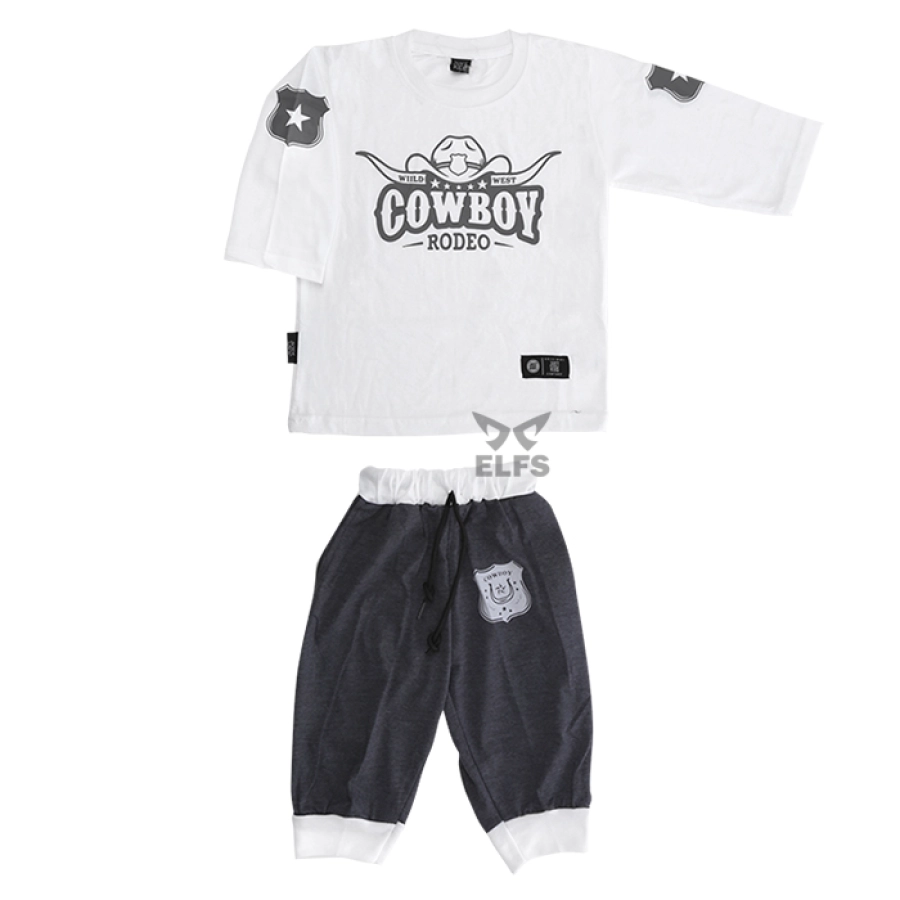 SETELAN ANAK & BALITA Setelan Baju Tanggung Celana Anak Laki Laki Sablon Cowboy Radeo Putih 1 akst_cowboy_radeo_px_00_copy