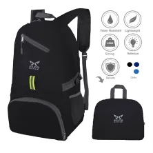 DAY PACK Tas Ransel Lipat Anti Air 25L Foldable Water Resistant Backpack 02 Diagonal  ELFS Hitam