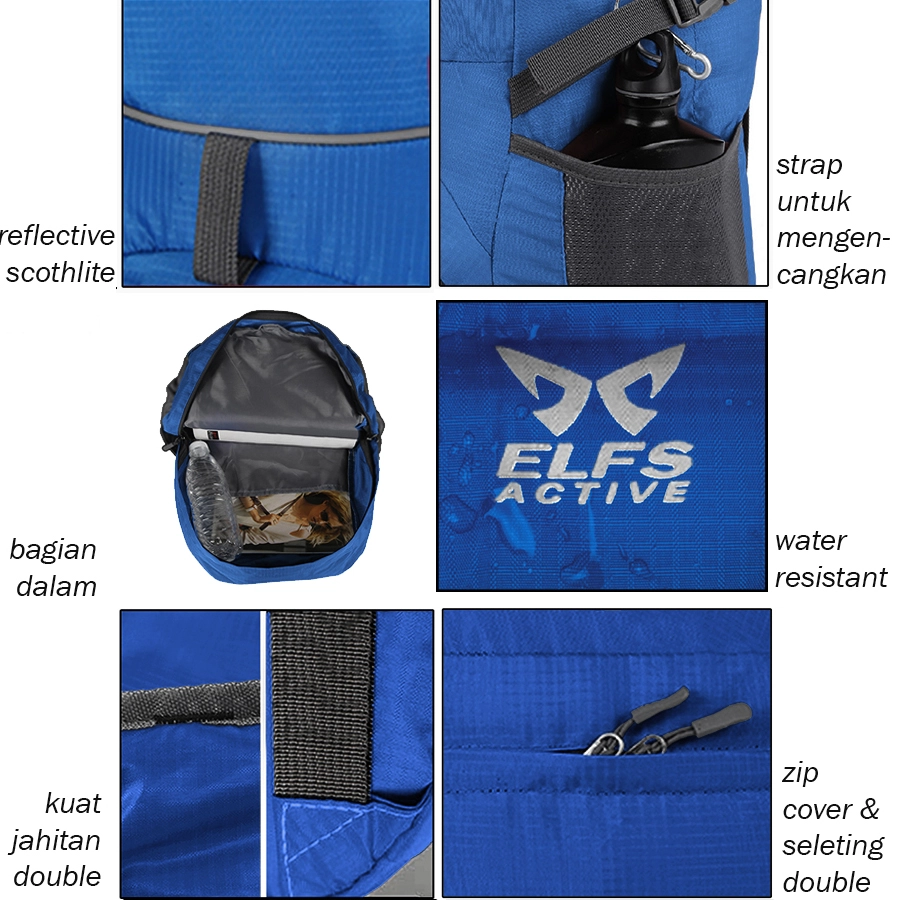 DAY PACK Tas Ransel Lipat Anti Air 25L Foldable Water Resistant Backpack 02 Diagonal  ELFS Biru Tua 4 backpack_delve_25l_blue_3