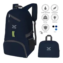 DAY PACK Tas Ransel Lipat Anti Air 25L Foldable Water Resistant Backpack 02 Diagonal  ELFS Biru Dongker