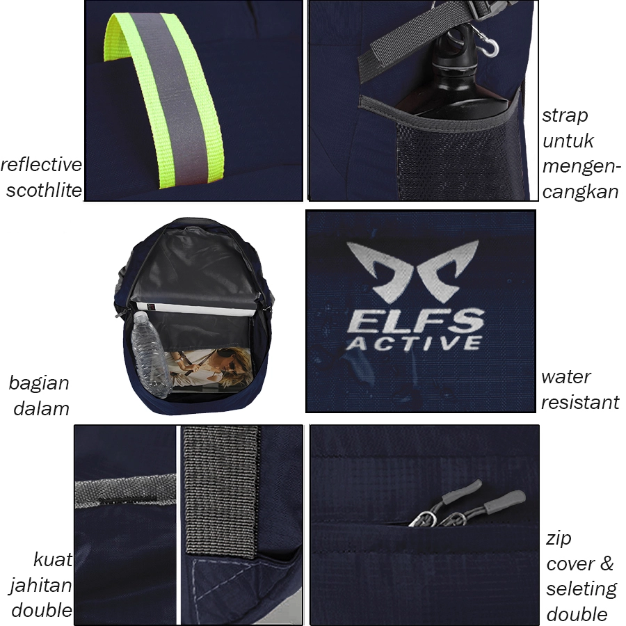 DAY PACK Tas Ransel Lipat Anti Air 25L Foldable Water Resistant Backpack 02 Diagonal  ELFS Biru Dongker 4 backpack_delve_25l_navy_3