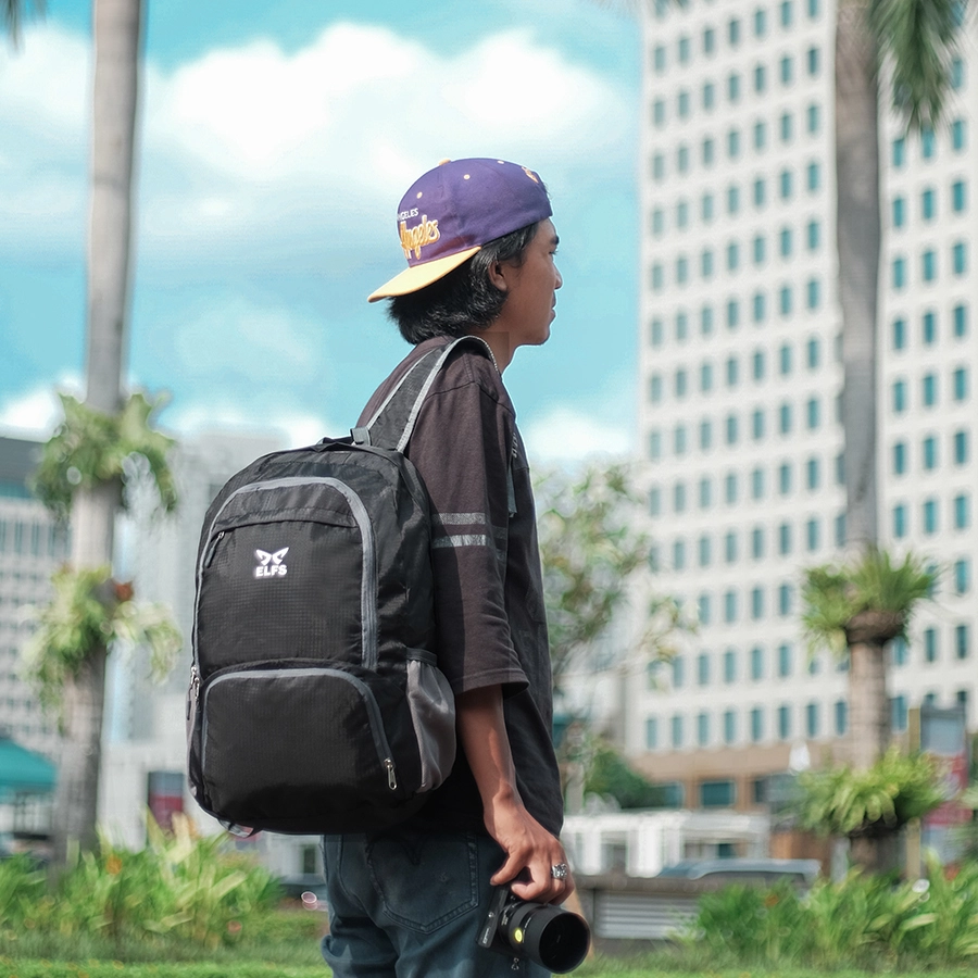 DAY PACK Tas Ransel Lipat Anti Air 25L Foldable Water Resistant Backpack 01 ELFS Hitam 5 bacpack_verve_25l_black_4