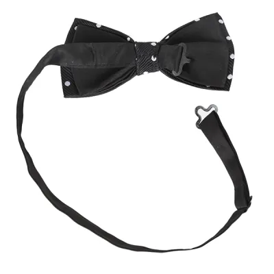 DASI KUPU MOTIF Dasi Kupu Kupu Pria Pesta Wisuda Polyester Tekstur Bow Tie Polkadot Hitam 3 bow_tie_polkadot_hx_2