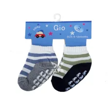 KAOS KAKI BALITA Kaos Kaki Anak Bayi 6 12 Bulan Anti Slip Salur 2 Pcs AH Katun Mix