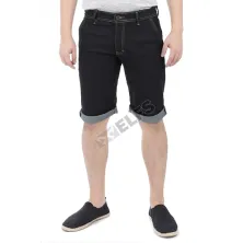 CELANA PENDEK JEANS Celana Pendek Jeans Garment Pocket Motif List 009 Hitam