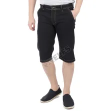 CELANA PENDEK JEANS Celana Pendek Jeans Garment Pocket Motif List 009 Hitam