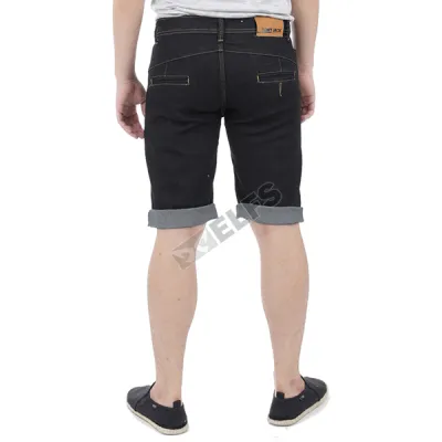 CELANA PENDEK JEANS Celana Pendek Jeans Garment Pocket Motif List 009 Hitam 3 cdj_garment_pocket_list_009_hx_2