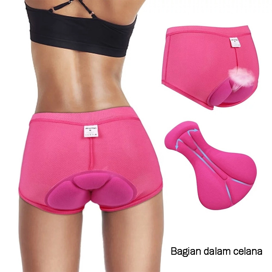 CELANA TRAINING PENDEK Celana Sepeda Wanita Padding Gel 3D Woman Cycling Underwear Pink 1 cds_gel_pink_pe0
