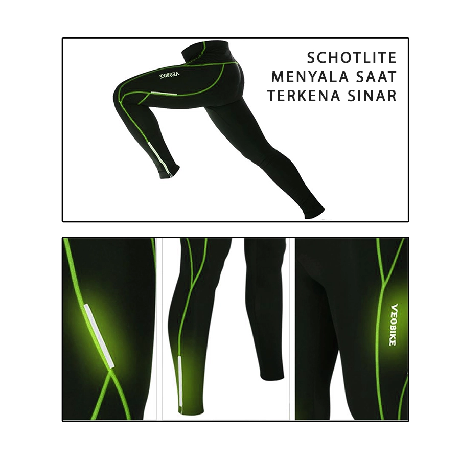 CELANA TRAINING PANJANG Celana Sepeda Panjang Padding 3D Gel Scotchlite Veobike Cycling Pants Hijau Muda 3 cds_veobike_gel_scotchlite_panjang_im2