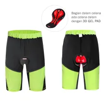 CELANA TRAINING PENDEK Celana Sepeda MTB Downhill Padding Gel Wosawe Cyling Shorts Hijau Stabilo