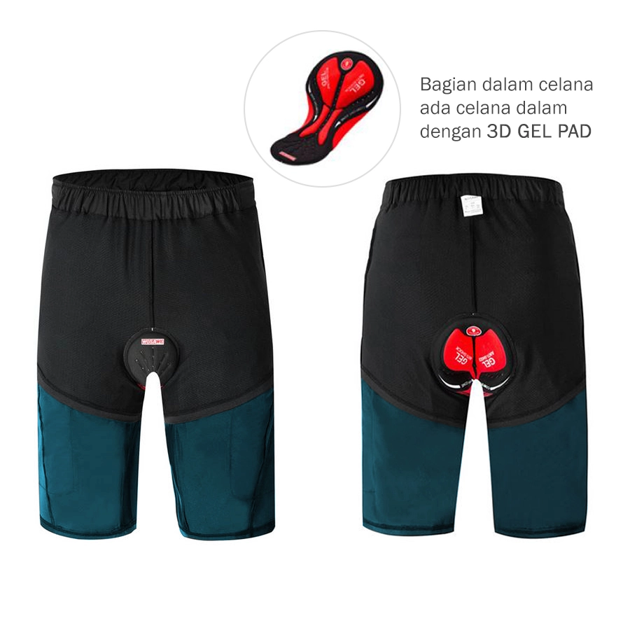 CELANA TRAINING PENDEK Celana Sepeda MTB Downhill Padding Gel Wosawe Cyling Shorts Tosca 2 cds_wosawe_gel_pendek_ts1