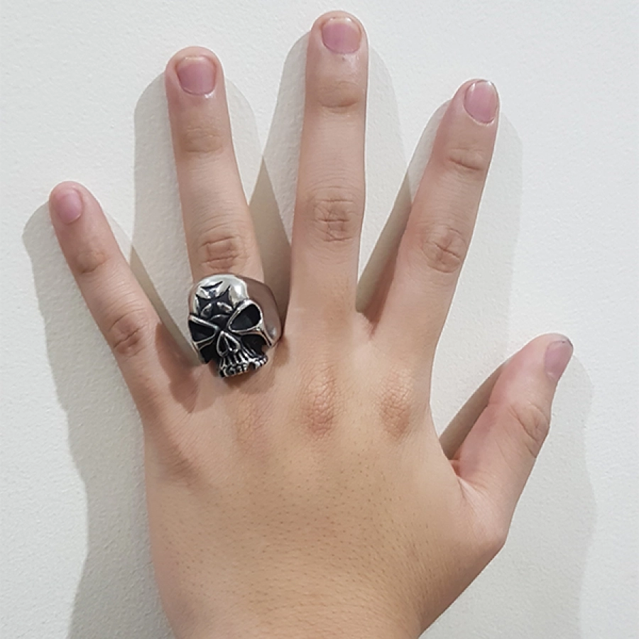 CINCIN Cincin Titanium Tengkorak QGZ28 Cross Silver 4 cincin_skull_qgz28_cross_sv_3