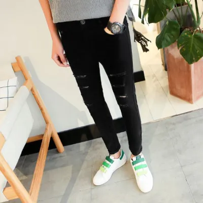 CELANA PANJANG JEANS Celana Panjang Pria Slimfit Ripped Jeans Chino Pants Hitam 1 cjj_ripped_hx0