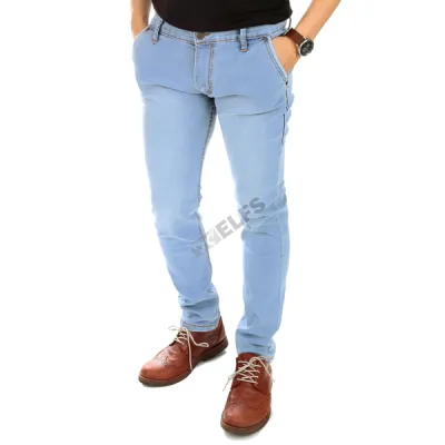 Celana Panjang Soft Jeans List Thread 034 Biru Pastel 