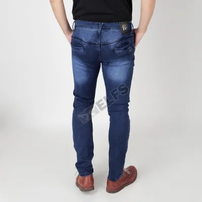 CELANA PANJANG JEANS Celana Panjang Pria sobek Knee Ripped Jeans Slimfit Biru Dongker 2 cjj_soft_jeans_ripped_bd1