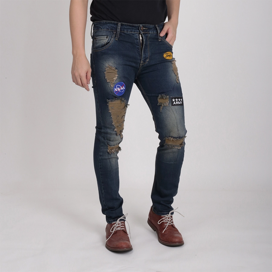 CELANA PANJANG JEANS CELANA PANJANG SOFT JEANS PRIA PREMIUM DENIM RIPPED EMBLEM NASA BIRU TUA 1 cjj_soft_jeans_ripped_emblem_bt0