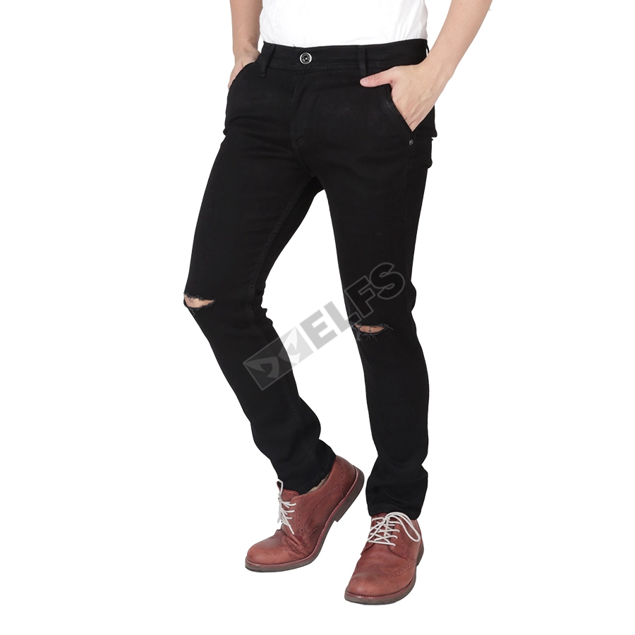 CELANA PANJANG JEANS Celana Panjang Pria sobek Knee Ripped Jeans Slimfit Hitam 1 cjj_soft_jeans_ripped_hx0