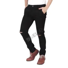 CELANA PANJANG JEANS Celana Panjang Pria sobek Knee Ripped Jeans Slimfit Hitam