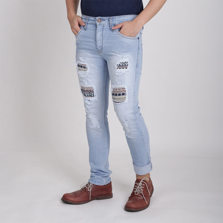 CELANA PANJANG JEANS CELANA PANJANG SOFT JEANS PRIA PREMIUM DENIM RIPPED ETNIK NAVAJO BIRU MUDA 1 cjj_soft_jeans_washed_ripped_etnik_bm0