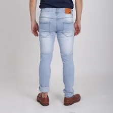 CELANA PANJANG JEANS CELANA PANJANG SOFT JEANS PRIA PREMIUM DENIM RIPPED ETNIK NAVAJO BIRU MUDA