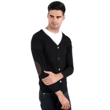 CARDIGAN Cardigan Rajut Pria Siku Coklat Tua Hitam