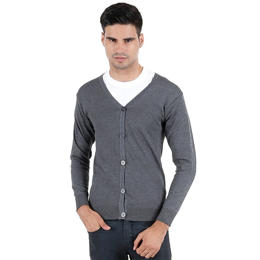 CARDIGAN Cardigan Rajut Pria Polos Abu Tua 1 cr_simple_at_0