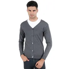 CARDIGAN Cardigan Rajut Pria Polos Abu Tua