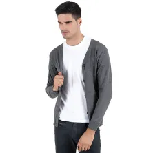 CARDIGAN Cardigan Rajut Pria Polos Abu Tua