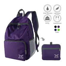 DAY PACK Tas Ransel Lipat Anti Air 20L Foldable Water Resistant Backpack 35020 Ungu Tua