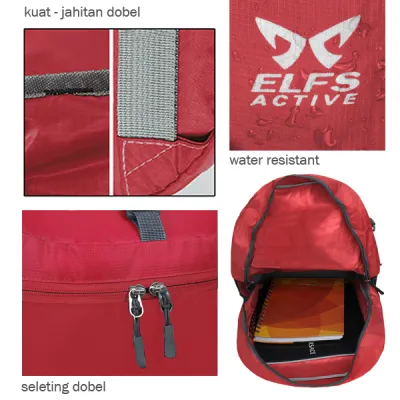 DAY PACK Elfs Shop - Tas Ransel Lipat Anti Air 22L Foldable Water Resistant Backpack 35009 ELFS Merah Cabe 3 daypack_groove_22l_red_2