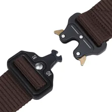 IKAT PINGGANG KANVAS, DLL IKAT PINGGANG PRIA TACTICAL COBRA BUCKLE KLIK BELT COKLAT TUA