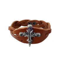 GELANG Gelang Skull Cross Coklat Muda