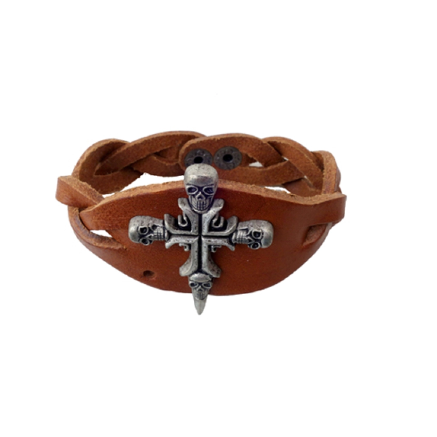 GELANG Gelang Skull Cross Coklat Muda 1 gelang5_skull_cross_cm