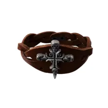 GELANG Gelang Skull Cross Coklat Tua