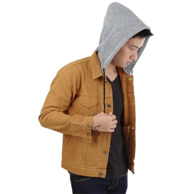  Jaket  Jeans Pria Hoodie Fleece Kemeja 215D2 Coklat  Muda  