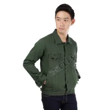 JAKET JEANS & KULIT Jaket Jeans Denim Pria Kemeja Sreetwear 215D2 Hijau Army