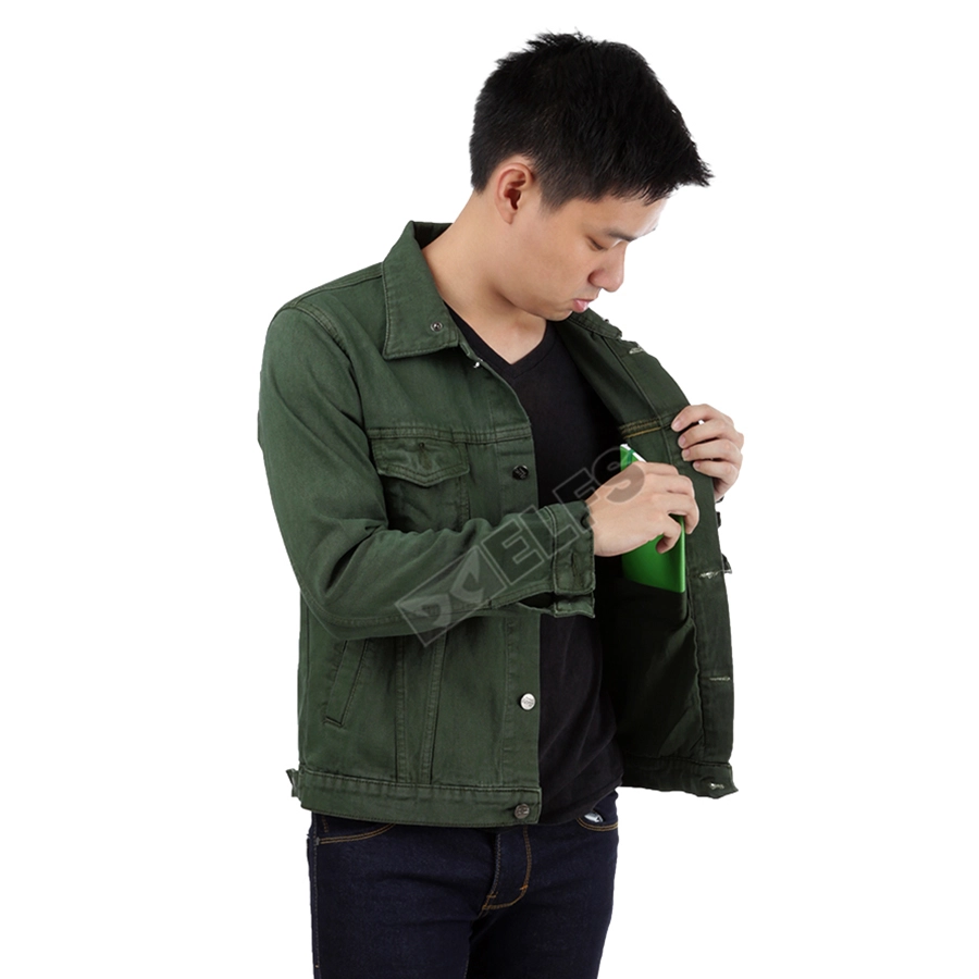 Jaket Jeans Denim Pria Kemeja Sreetwear 215D2 Hijau Army JAKET JEANS KULIT ELFS SHOP