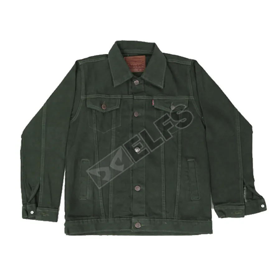 Jaket Jeans Denim Pria Kemeja Sreetwear 215D2 Hijau Army JAKET JEANS KULIT ELFS SHOP