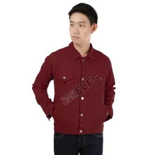 JAKET JEANS & KULIT Jaket Jeans Denim Pria Kemeja Sreetwear 215D2 Maroon