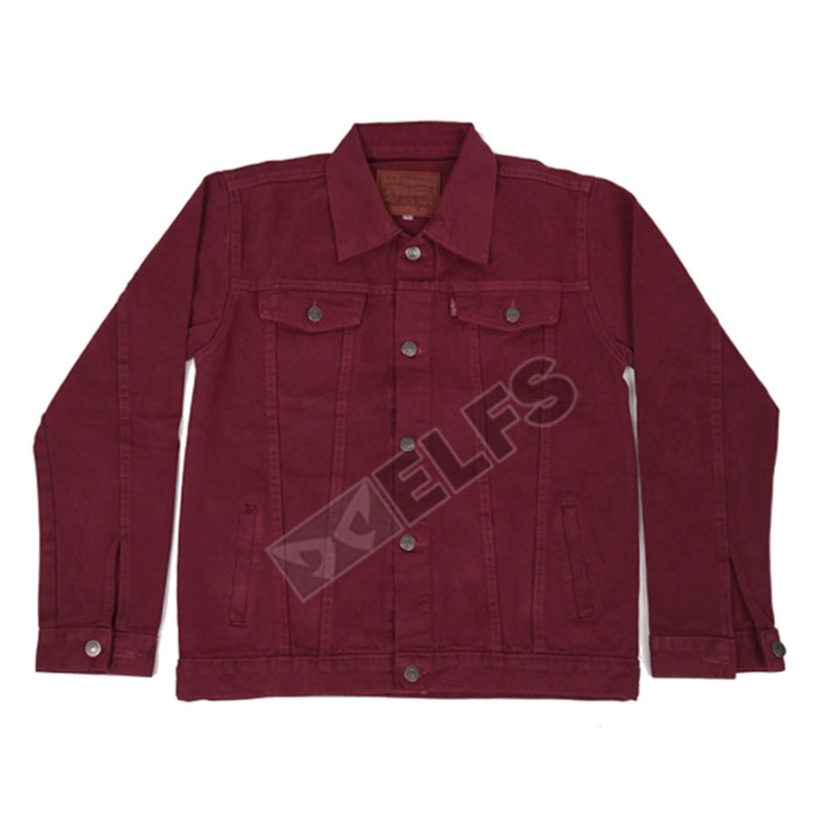 Jaket denim maroon sale