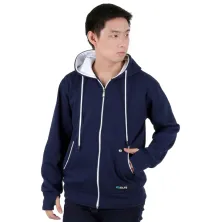 HOODIE & JAKET FLEECE Jaket Hoodie List Biru Dongker