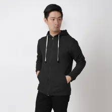 HOODIE TERRY  Hoodie Pria Polos Jaket Terry Zipper Sweater Murah Hitam