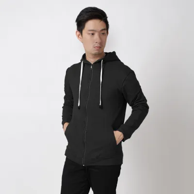 HOODIE TERRY  Hoodie Pria Polos Jaket Terry Zipper Sweater Murah Hitam 1 hlpls_hoodie_terry_hx0